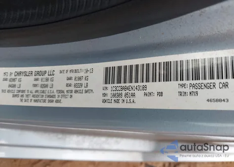 2014 Chrysler 200 Lx from USA, damaged, VIN 1C3CCBAB4EN143189